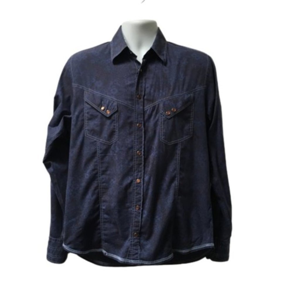 GEORG Roth Los Angeles Blue Floral Print Button Up Shirt